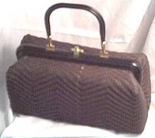 Purse/Woven Brown Plastic Cord/Box Style