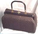 Purse/Woven Brown Plastic Cord/Box Style