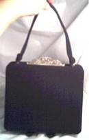 Purse/Mel-Ton/Black Wool W/Jeweled Clasp