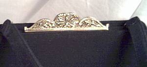 Purse/Mel-Ton/Black Wool W/Jeweled Clasp