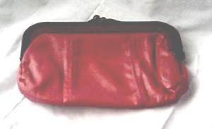 Purse/Clutch/Red Leather W/Faux Tortise Frame/Made in Hong Kong