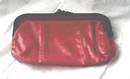Purse/Clutch/Red Leather W/Faux Tortise Frame/Made in Hong Kong