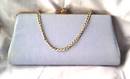 Purse/Clutch/Pale Blue Fabric W/Jeweled Clasp