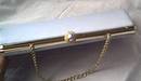 Purse/Clutch/Pale Blue Fabric W/Jeweled Clasp