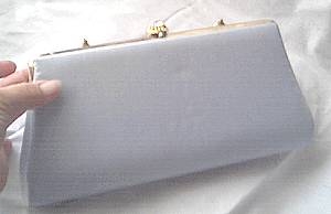 Purse/Clutch/Pale Blue Fabric W/Jeweled Clasp