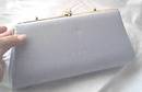 Purse/Clutch/Pale Blue Fabric W/Jeweled Clasp