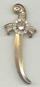 Brooch/Designer/Coro Gold Plated Sword W/Clear Rhinestones