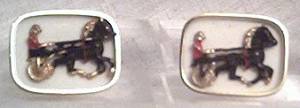Cuff Links/Designer/SWANK/Goldtone W/Applied&Enameled Harness Racer