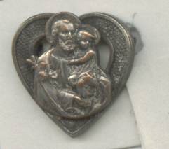 Religious/Catholic Pin/ Heart W/Male Figure Holding Child