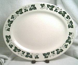 Porcelain/China/Homer Laughlin Platter/Green Ivy Border