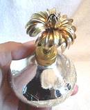Perfume Bottle/Holm Spray/Silver Foil Fused Glass/Pump W/Goldtone Floral Top