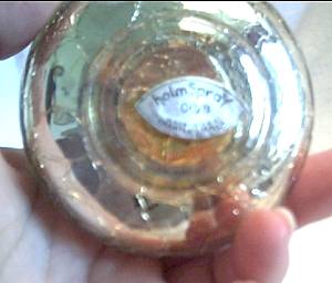 Perfume Bottle/Holm Spray/Silver Foil Fused Glass/Pump W/Goldtone Floral Top