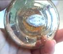 Perfume Bottle/Holm Spray/Silver Foil Fused Glass/Pump W/Goldtone Floral Top