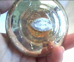 Perfume Bottle/Holm Spray/Silver Foil Fused Glass/Pump W/Goldtone Floral Top