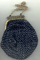 Purse/Black Beaded Mail W/Jeweled Clasp