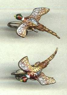 Earrings/Screw Backs/Hand Painted Plastic Pheasant