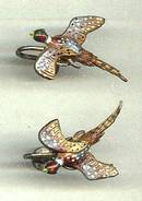 Earrings/Screw Backs/Hand Painted Plastic Pheasant