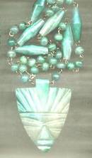 Necklace/Natural Stone Bead W/Carved Tribal