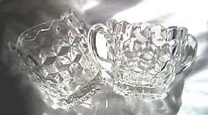 Glass/Sugar Bowl & Creamer/Fostoria American Line or American Whitehall