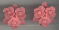 Earrings/Screwbacks/Bright Pink Plastic Floral