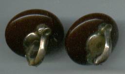 Earrings/Clip Ons/C. 1946 Brown Glass