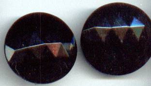 Earrings/Clip Ons/Large Faceted Black Glass Buttons