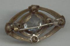 Brooch/ Sm. Stamped Brass W/Clear Glass R/S