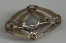 Brooch/ Sm. Stamped Brass W/Clear Glass R/S