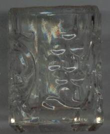 Glass/Octogon Shaped/Molded Glass Toothpick Holder/ W/Grapes and Leaves/Coronet