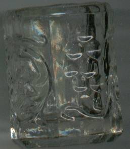 Glass/Octogon Shaped/Molded Glass Toothpick Holder/ W/Grapes and Leaves/Coronet