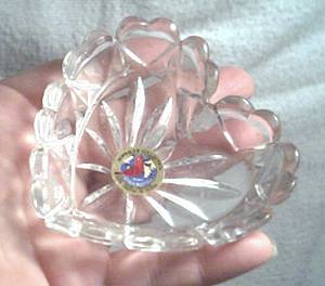 Glass/Small German Crystal Heart Trinket Dish/Hofbauer Collection