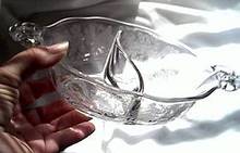 Glass/Sm. Etched Divided Bowl/Clear