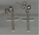 Earrings/Pierced/Christian/Silvertone Crosses