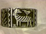 Bracelet/Designer/J.B. Hunt/Wide Silvertone W/Animal&Foliate Motif