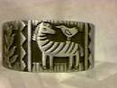 Bracelet/Designer/J.B. Hunt/Wide Silvertone W/Animal&Foliate Motif