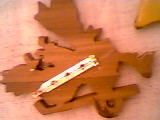 Brooch/Painted Wood W/Carved Details/Golfing Rooster