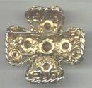 Brooch/Heavy Goldtone Cross W/Multi Color Rhinestones