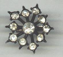 Brooch/Japaned Scatter Pin W/Clear Rhinestones