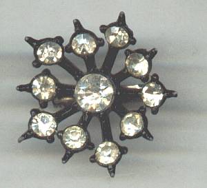 Brooch/Japaned Scatter Pin W/Clear Rhinestones