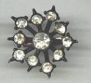 Brooch/Japaned Scatter Pin W/Clear Rhinestones