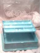 Vanity Item(s)/Molded Plastic Vanity Box/Clear&Aqua W/Pair of Playing Cats