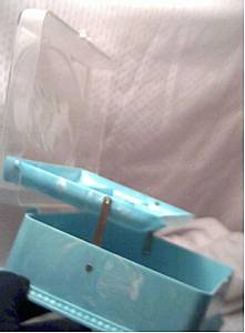 Vanity Item(s)/Molded Plastic Vanity Box/Clear&Aqua W/Pair of Playing Cats