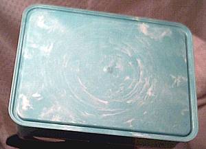 Vanity Item(s)/Molded Plastic Vanity Box/Clear&Aqua W/Pair of Playing Cats