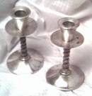 Household Items/SilverPlate Candlesticks Made In Spain Twisted Grapevine Design on Stem