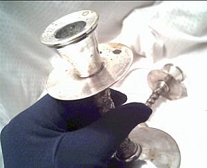 Household Items/SilverPlate Candlesticks Made In Spain Twisted Grapevine Design on Stem