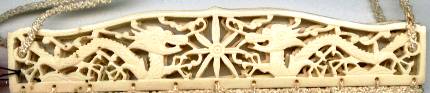 Purse/Carved Ivory or Bone Handled/Crocheted