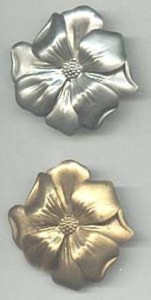 Dress Clips(s)/Pr. Stamped Floral /1-Goldtone/1-Silvertone