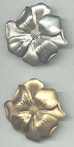 Dress Clips(s)/Pr. Stamped Floral /1-Goldtone/1-Silvertone