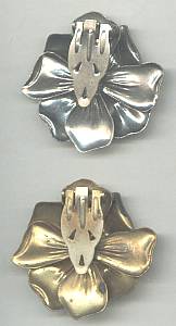 Dress Clips(s)/Pr. Stamped Floral /1-Goldtone/1-Silvertone