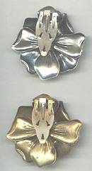 Dress Clips(s)/Pr. Stamped Floral /1-Goldtone/1-Silvertone